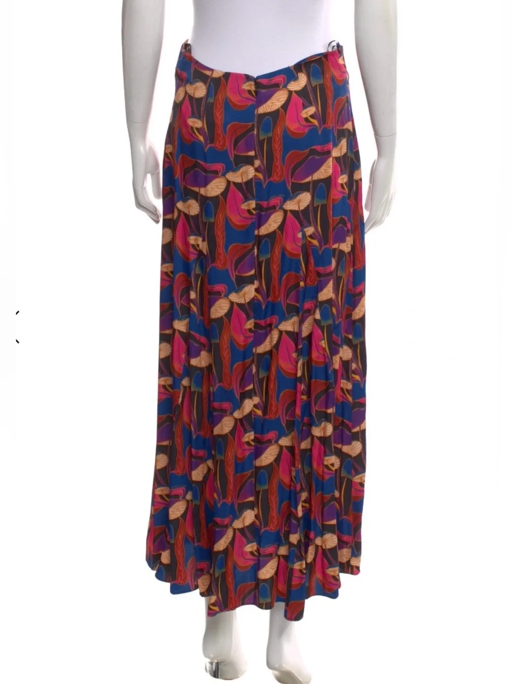 $195 FARM Rio Wild Mushrooms Black Maxi Skirt size Medium like new